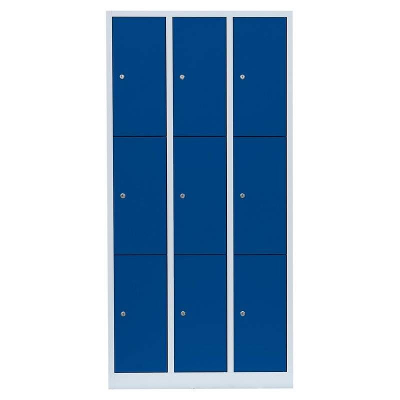Lüllmann Schließfachschrank 3 Abteile 9 Fächer 1800 x 885 x 500 mm lichtgrau enzianblau Produktbild Lüllmann Schließfachschrank 3 Abteile 9 Fächer 1800 x 885 x 500 mm lichtgrau enzianblau bild 2
