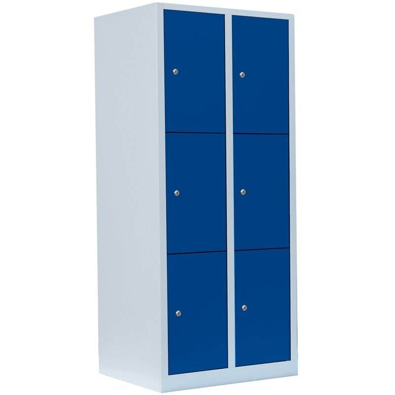 Lüllmann Schließfachschrank 2 Abteile 6 Fächer 1800 x 800 x 500 mm lichtgrau enzianblau Produktbild Lüllmann Schließfachschrank 2 Abteile 6 Fächer 1800 x 800 x 500 mm lichtgrau enzianblau