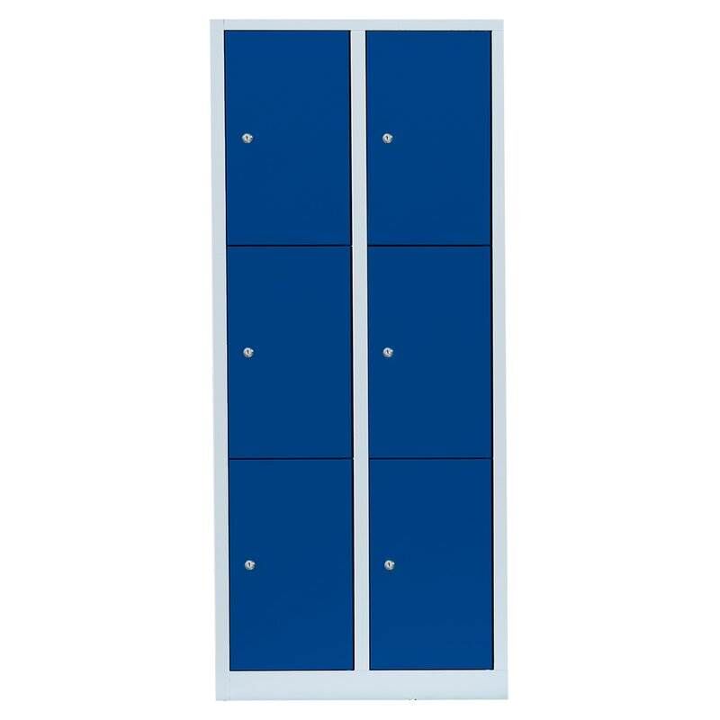 Lüllmann Schließfachschrank 2 Abteile 6 Fächer 1800 x 800 x 500 mm lichtgrau enzianblau Produktbild Lüllmann Schließfachschrank 2 Abteile 6 Fächer 1800 x 800 x 500 mm lichtgrau enzianblau bild 2
