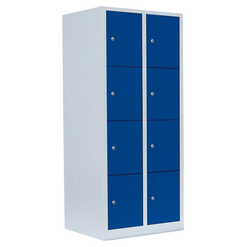Lüllmann Schließfachschrank 2 Abteile 8 Fächer 1800 x 800 x 500 mm lichtgrau enzianblau Produktbild Lüllmann Schließfachschrank 2 Abteile 8 Fächer 1800 x 800 x 500 mm lichtgrau enzianblau