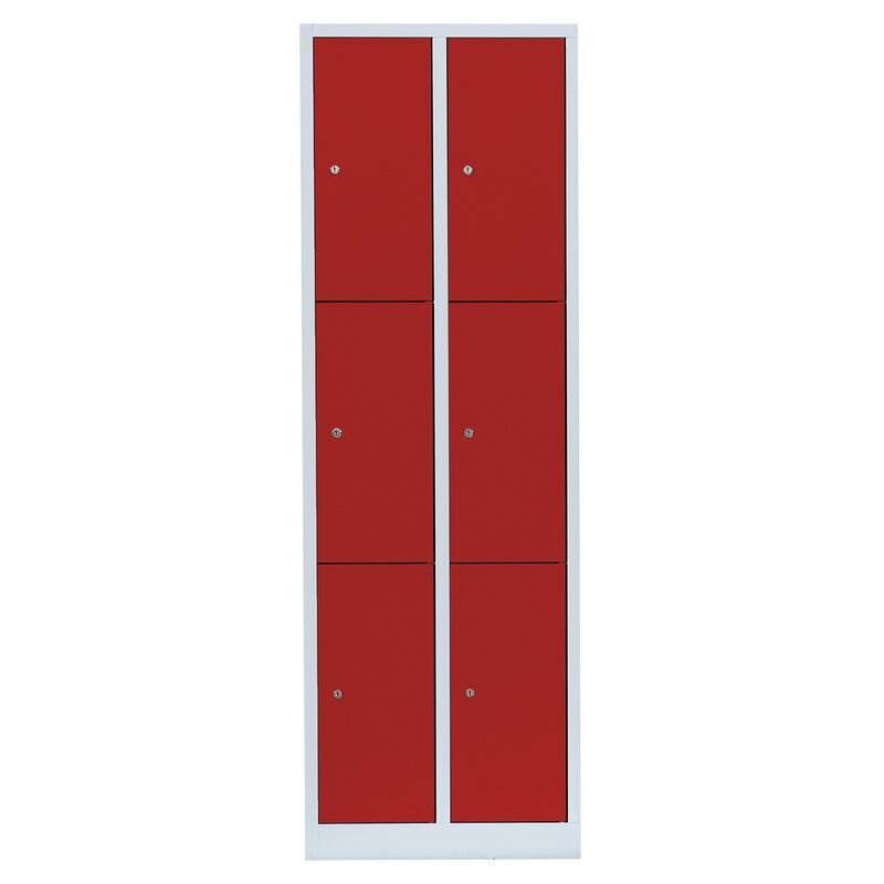 Lüllmann Schließfachschrank 2 Abteile 6 Fächer 1800 x 600 x 500 mm lichtgrau feuerrot Produktbild Lüllmann Schließfachschrank 2 Abteile 6 Fächer 1800 x 600 x 500 mm lichtgrau feuerrot bild 2