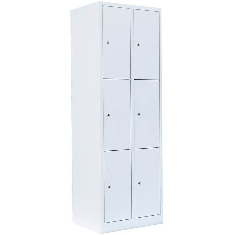 Lüllmann Schließfachschrank 2 Abteile 6 Fächer 1800 x 600 x 500 mm signalweiß Produktbild Lüllmann Schließfachschrank 2 Abteile 6 Fächer 1800 x 600 x 500 mm signalweiß