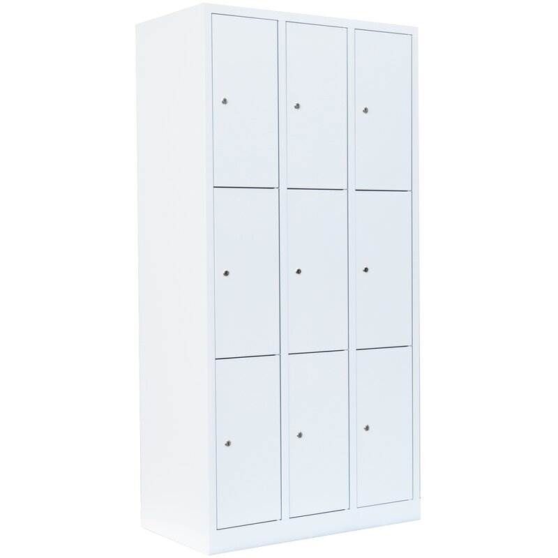 Lüllmann Schließfachschrank 3 Abteile 9 Fächer 1800 x 885 x 500 mm signalweiß Produktbild Lüllmann Schließfachschrank 3 Abteile 9 Fächer 1800 x 885 x 500 mm signalweiß