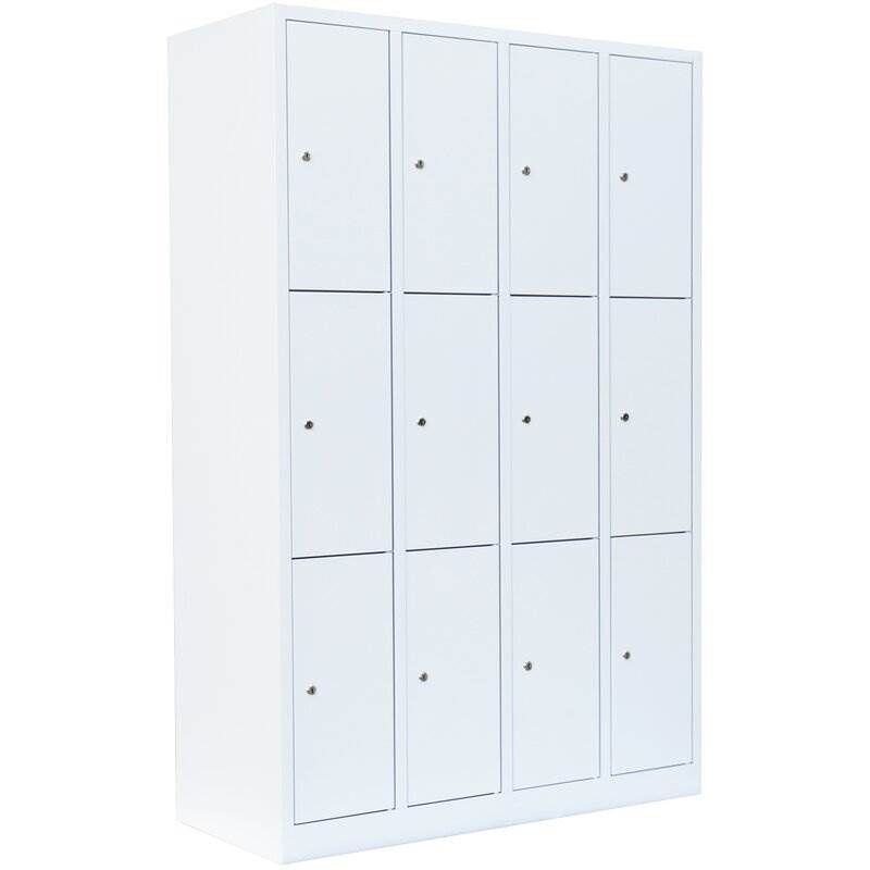 Lüllmann Schließfachschrank 4 Abteile 12 Fächer 1800 x 1170 x 500 mm signalweiß Produktbild Lüllmann Schließfachschrank 4 Abteile 12 Fächer 1800 x 1170 x 500 mm signalweiß