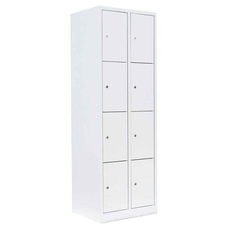 Lüllmann Schließfachschrank 2 Abteile 8 Fächer 1800 x 600 x 500 mm in signalweiß Produktbild Lüllmann Schließfachschrank 2 Abteile 8 Fächer 1800 x 600 x 500 mm in signalweiß