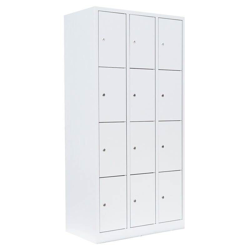 Lüllmann Schließfachschrank 3 Abteile 12 Fächer 1800 x 885 x 500 mm in signalweiß Produktbild Lüllmann Schließfachschrank 3 Abteile 12 Fächer 1800 x 885 x 500 mm in signalweiß