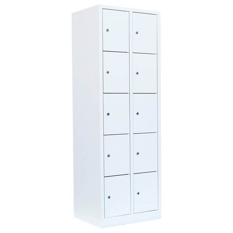Lüllmann Schließfachschrank 2 Abteile 10 Fächer 1800 x 600 x 500 mm in signalweiß Produktbild Lüllmann Schließfachschrank 2 Abteile 10 Fächer 1800 x 600 x 500 mm in signalweiß