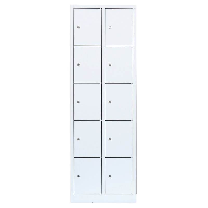Lüllmann Schließfachschrank 2 Abteile 10 Fächer 1800 x 600 x 500 mm in signalweiß Produktbild Lüllmann Schließfachschrank 2 Abteile 10 Fächer 1800 x 600 x 500 mm in signalweiß bild 2