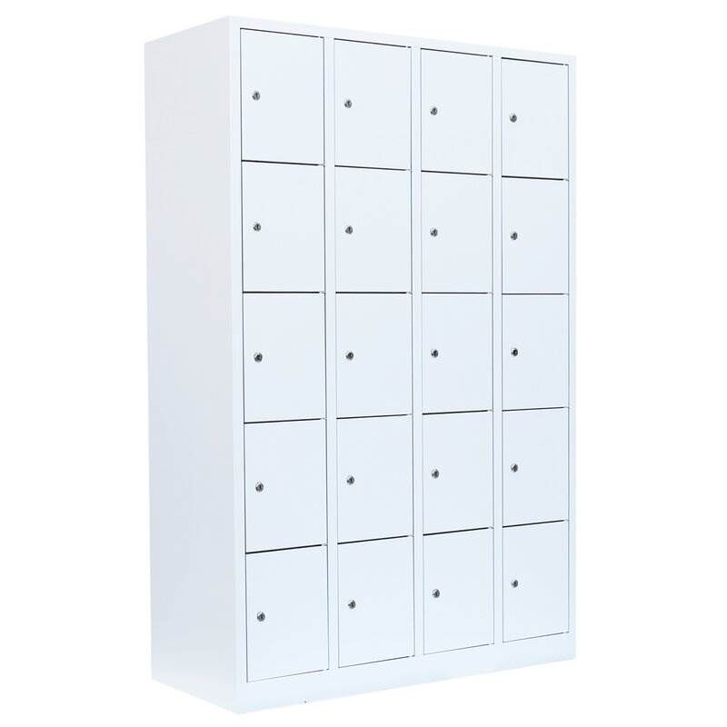 Lüllmann Schließfachschrank 4 Abteile 20 Fächer 1800 x 1170 x 500 mm in signalweiß Produktbild Lüllmann Schließfachschrank 4 Abteile 20 Fächer 1800 x 1170 x 500 mm in signalweiß