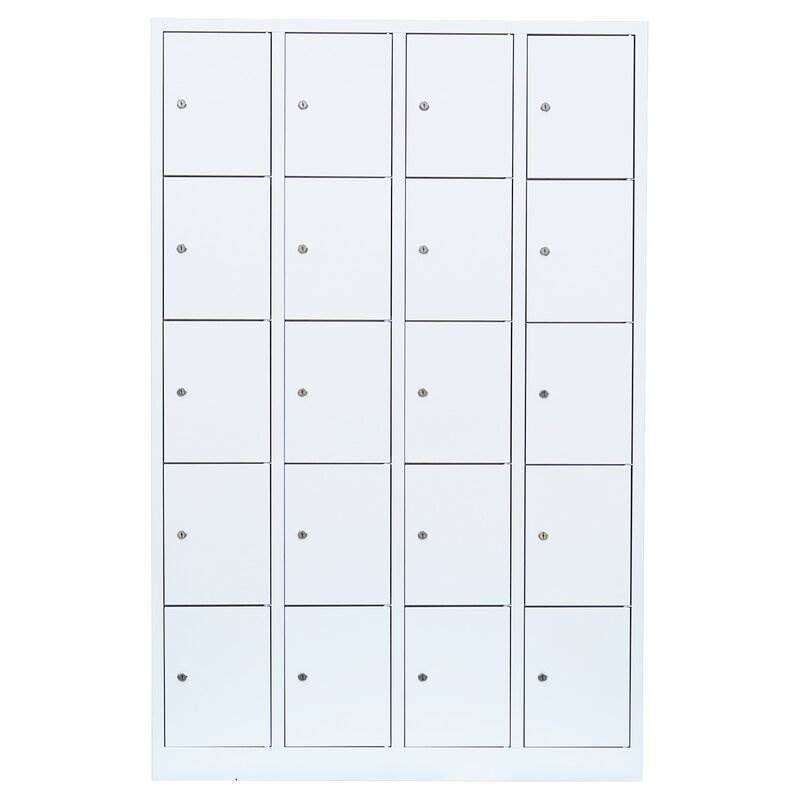 Lüllmann Schließfachschrank 4 Abteile 20 Fächer 1800 x 1170 x 500 mm in signalweiß Produktbild Lüllmann Schließfachschrank 4 Abteile 20 Fächer 1800 x 1170 x 500 mm in signalweiß bild 2
