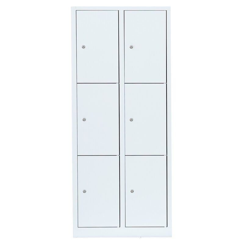 Lüllmann Schließfachschrank 6 Fächer 1800 x 800 x 500 mm signalweiß Produktbild Lüllmann Schließfachschrank 6 Fächer 1800 x 800 x 500 mm signalweiß