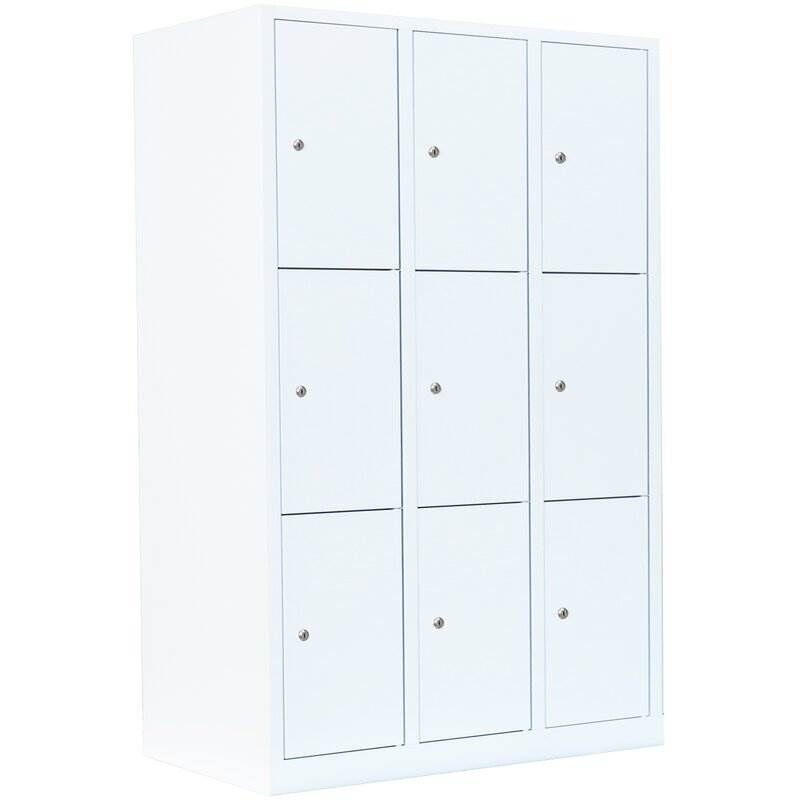 Lüllmann Schließfachschrank 3 Abteile 9 Fächer 1800 x 1185 x 500 mm signalweiß Produktbild Lüllmann Schließfachschrank 3 Abteile 9 Fächer 1800 x 1185 x 500 mm signalweiß