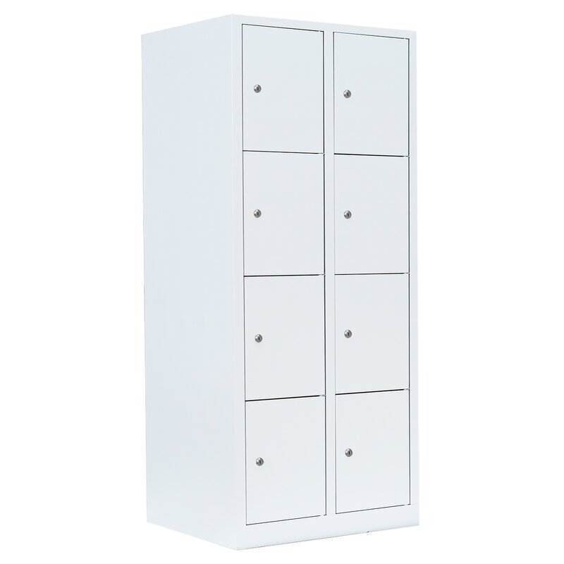 Lüllmann Schließfachschrank 2 Abteile 8 Fächer 1800 x 800 x 500 mm in signalweiß Produktbild Lüllmann Schließfachschrank 2 Abteile 8 Fächer 1800 x 800 x 500 mm in signalweiß