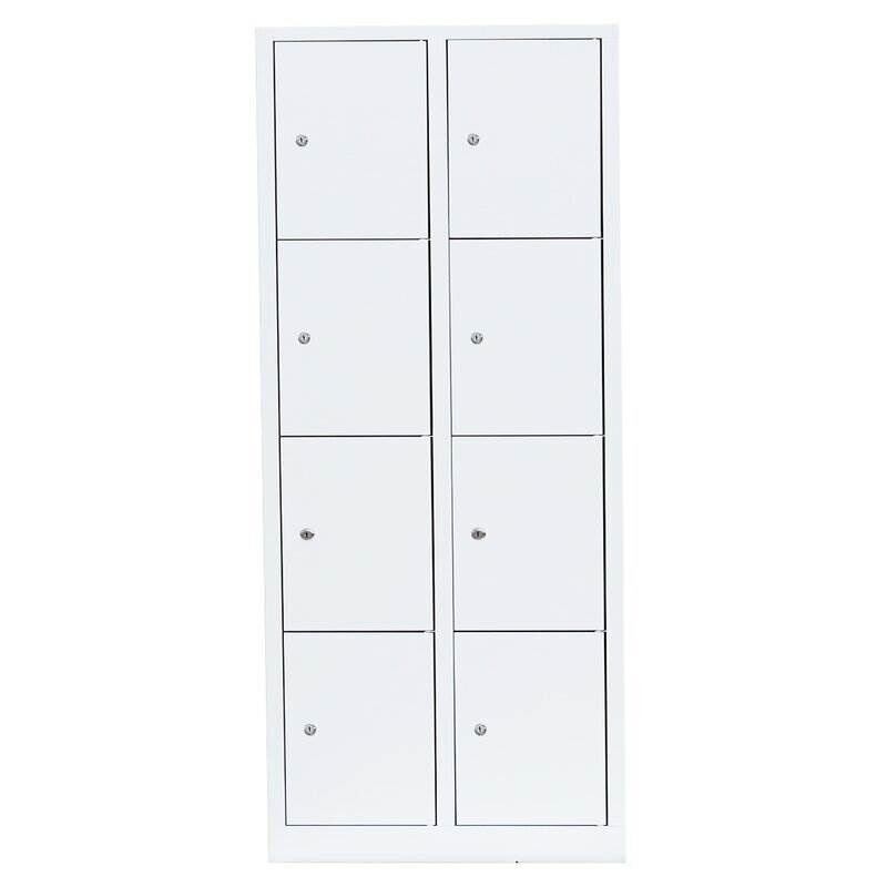 Lüllmann Schließfachschrank 2 Abteile 8 Fächer 1800 x 800 x 500 mm in signalweiß Produktbild Lüllmann Schließfachschrank 2 Abteile 8 Fächer 1800 x 800 x 500 mm in signalweiß bild 2