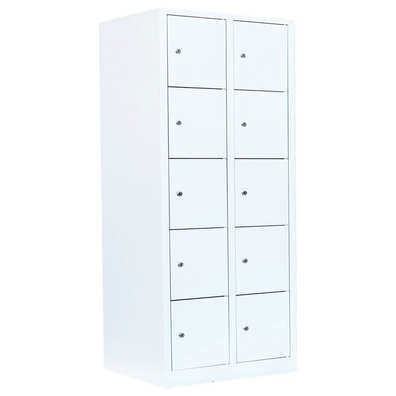 Lüllmann Schließfachschrank 2 Abteile 10 Fächer 1800 x 800 x 500 mm in signalweiß Produktbild Lüllmann Schließfachschrank 2 Abteile 10 Fächer 1800 x 800 x 500 mm in signalweiß