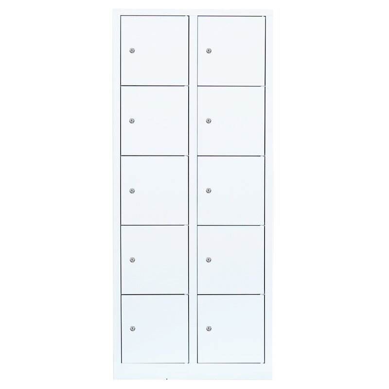 Lüllmann Schließfachschrank 2 Abteile 10 Fächer 1800 x 800 x 500 mm in signalweiß Produktbild Lüllmann Schließfachschrank 2 Abteile 10 Fächer 1800 x 800 x 500 mm in signalweiß bild 2