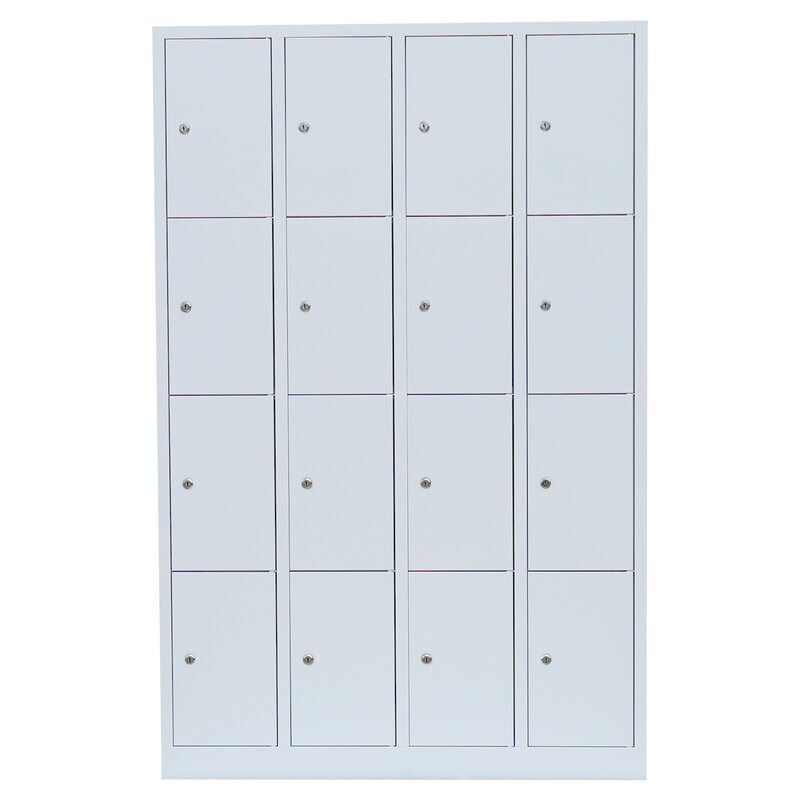 Lüllmann Schließfachschrank 4 Abteile 16 Fächern 1800 x 1170 x 500 mm lichtgrau Produktbild Lüllmann Schließfachschrank 4 Abteile 16 Fächern 1800 x 1170 x 500 mm lichtgrau