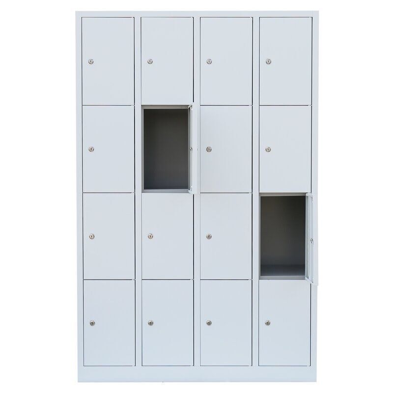Lüllmann Schließfachschrank 4 Abteile 16 Fächern 1800 x 1170 x 500 mm lichtgrau Produktbild Lüllmann Schließfachschrank 4 Abteile 16 Fächern 1800 x 1170 x 500 mm lichtgrau bild 3