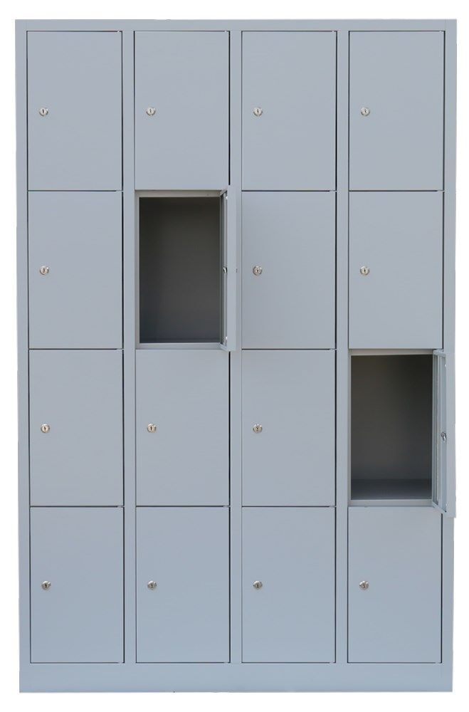 Lüllmann Schließfachschrank 4 Abteile 16 Fächern 1800 x 1170 x 500 mm lichtgrau Produktbild Lüllmann Schließfachschrank 4 Abteile 16 Fächern 1800 x 1170 x 500 mm lichtgrau bild 8