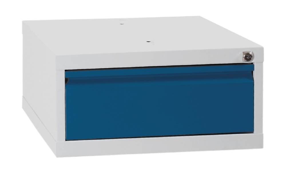 Lüllmann Schubladenmodul 1 Schublade 230 x 460 x 550 mm lichtgrau mit enzianblau Produktbild Lüllmann Schubladenmodul 1 Schublade 230 x 460 x 550 mm lichtgrau mit enzianblau