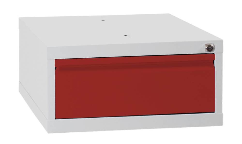 Lüllmann Schubladenmodul 1 Schublade 230 x 460 x 550 mm lichtgrau mit feuerrot Produktbild Lüllmann Schubladenmodul 1 Schublade 230 x 460 x 550 mm lichtgrau mit feuerrot