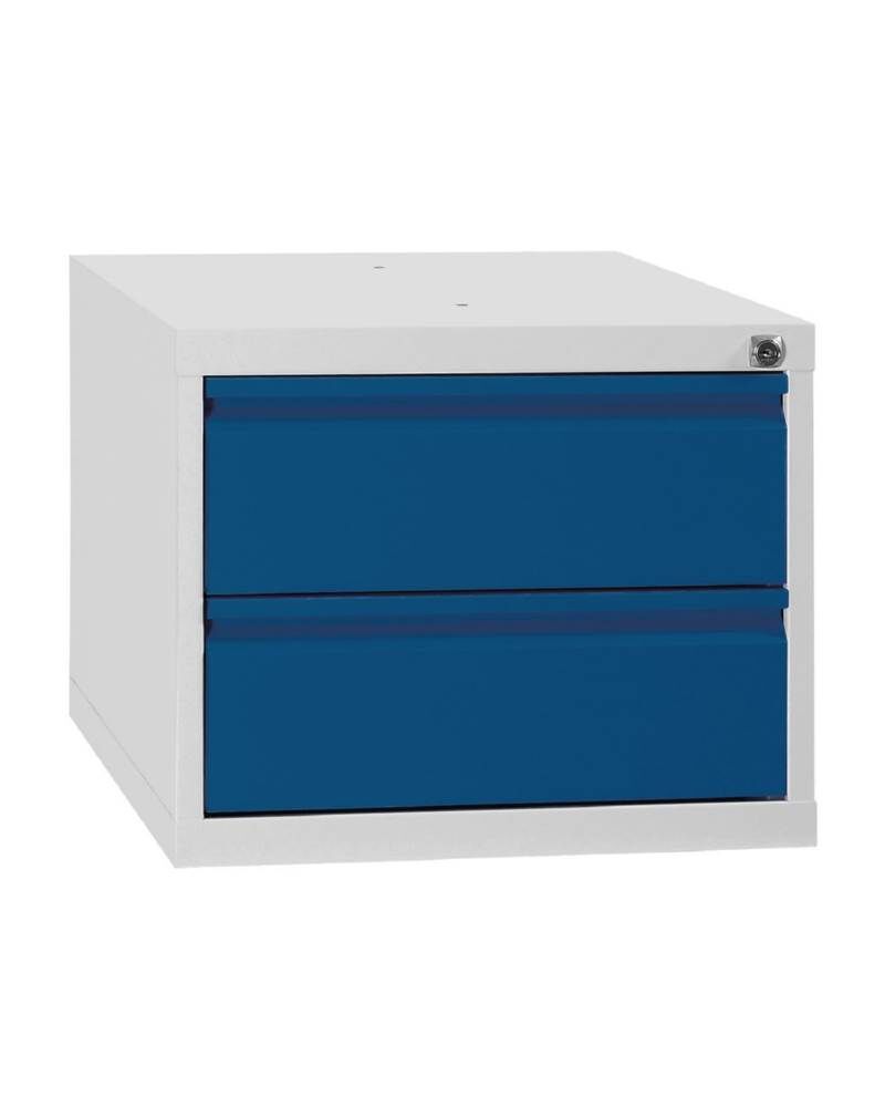 Lüllmann Schubladenmodul 2 Schubladen 380 x 460 x 550 mm lichtgrau mit enzianblau Produktbild Lüllmann Schubladenmodul 2 Schubladen 380 x 460 x 550 mm lichtgrau mit enzianblau