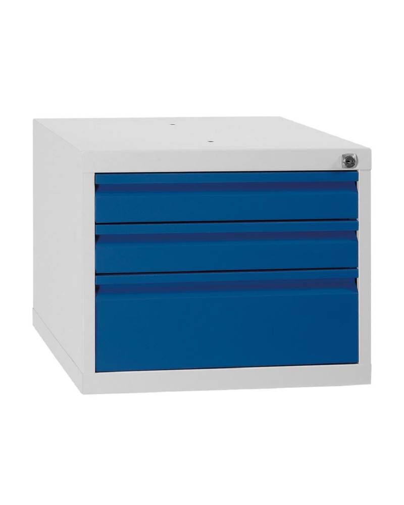 Lüllmann Schubladenmodul 3 Schubladen 380 x 460 x 550 mm lichtgrau mit enzianblau Lüllmann Schubladenmodul 3 Schubladen 380 x 460 x 550 mm lichtgrau mit enzianblau