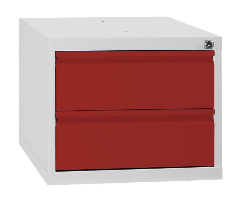 Lüllmann Schubladenmodul 2 Schubladen 380 x 460 x 550 mm lichtgrau in feuerrot Produktbild Lüllmann Schubladenmodul 2 Schubladen 380 x 460 x 550 mm lichtgrau in feuerrot