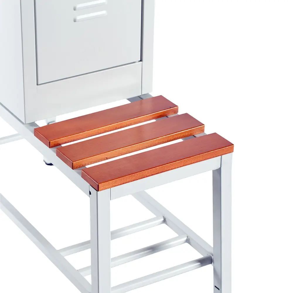 Produktbild Lüllmann Sitzbankuntergestell Schuhrost Sitzauflagen buche 400 x 315 x 800 mm lichtgrau