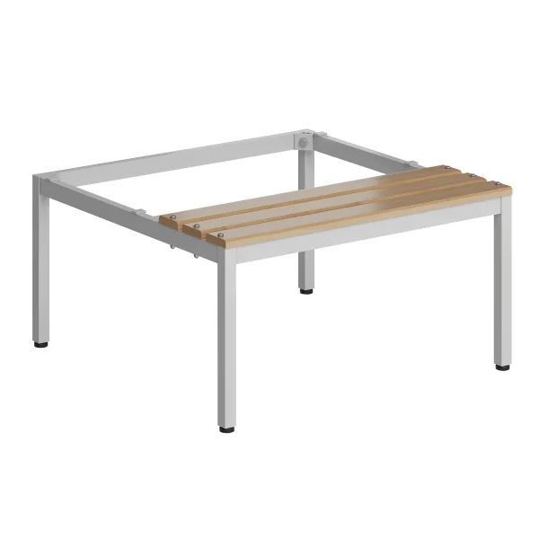 Produktbild Lüllmann Sitzbankuntergestell Sitzauflagen buche 400 x 1170 x 800 mm signalweiß