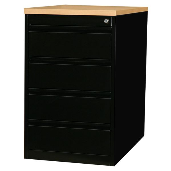 Lüllmann Standcontainer 4 Schubladen 750 x 460 x 790 mm tiefschwarz buche Produktbild Lüllmann Standcontainer 4 Schubladen 750 x 460 x 790 mm tiefschwarz buche