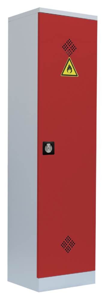 Lüllmann Umweltschrank 1 Tür 4 Wannenböden 1950 x 500 x 422 mm lichtgrau mit feuerrot Produktbild Lüllmann Umweltschrank 1 Tür 4 Wannenböden 1950 x 500 x 422 mm lichtgrau mit feuerrot