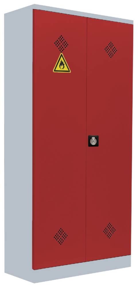 Lüllmann Umweltschrank 2 Türen 4 Wannenböden 1950 x 916 x 422 mm lichtgrau mit feuerrot Produktbild Lüllmann Umweltschrank 2 Türen 4 Wannenböden 1950 x 916 x 422 mm lichtgrau mit feuerrot