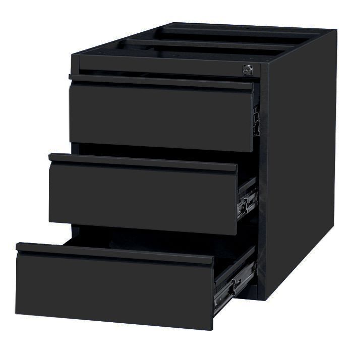 Lüllmann Unterbaucontainer 3 Schubladen 535 x 460 x 790 tiefschwarz Produktbild Lüllmann Unterbaucontainer 3 Schubladen 535 x 460 x 790 tiefschwarz
