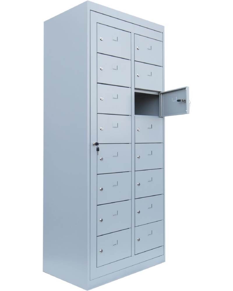 Lüllmann Verteilerschrank 2 Abteile 16 Fächer 1800 x 740 x 500 mm in lichtgrau Produktbild Lüllmann Verteilerschrank 2 Abteile 16 Fächer 1800 x 740 x 500 mm in lichtgrau