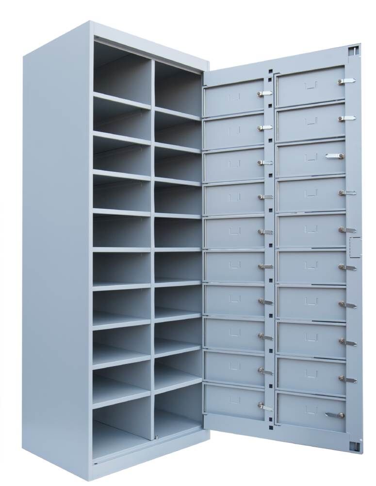 Lüllmann Verteilerschrank 2 Abteile 20 Fächer 1800 x 740 x 500 mm in lichtgrau Produktbild Lüllmann Verteilerschrank 2 Abteile 20 Fächer 1800 x 740 x 500 mm in lichtgrau bild 6