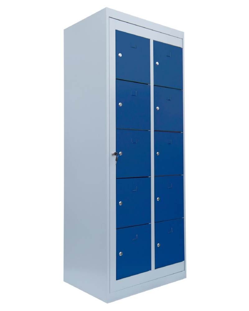 Lüllmann Verteilerschrank 2 Abteile 10 Fächer 1800 x 740 x 500 mm lichtgrau enzianblau Produktbild Lüllmann Verteilerschrank 2 Abteile 10 Fächer 1800 x 740 x 500 mm lichtgrau enzianblau