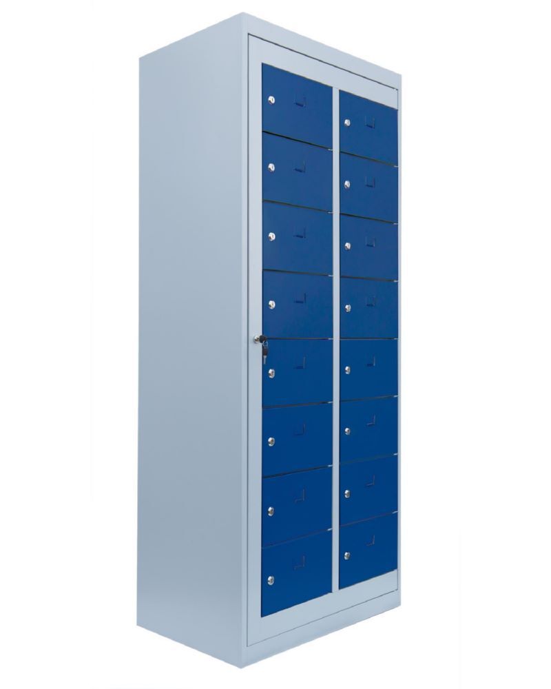 Lüllmann Verteilerschrank 2 Abteile 16 Fächer 1800 x 740 x 500 mm lichtgrau enzianbla Produktbild Lüllmann Verteilerschrank 2 Abteile 16 Fächer 1800 x 740 x 500 mm lichtgrau enzianbla