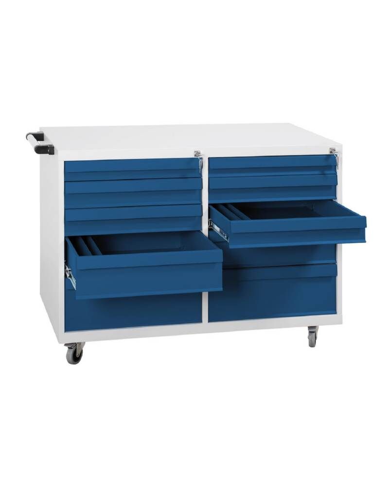 Lüllmann Werkstattwagen 10 Schubladen 840 x 1090 x 600 mm lichtgrau mit enzianblau Produktbild Lüllmann Werkstattwagen 10 Schubladen 840 x 1090 x 600 mm lichtgrau mit enzianblau