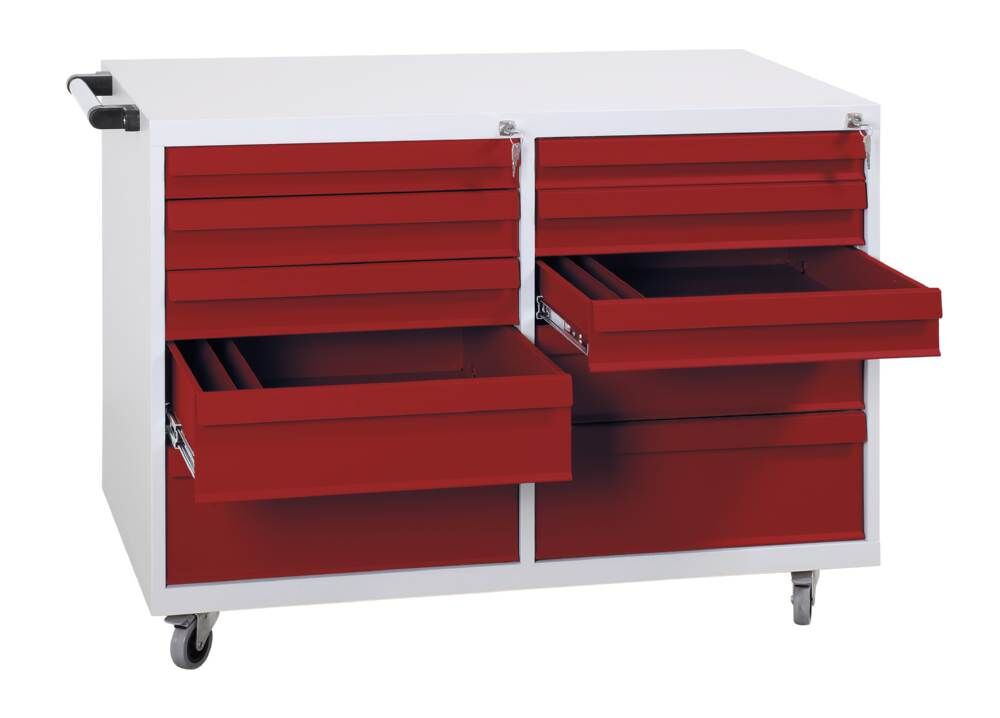 Lüllmann Werkstattwagen 10 Schubladen 840 x 1090 x 600 mm lichtgrau mit feuerrot Produktbild Lüllmann Werkstattwagen 10 Schubladen 840 x 1090 x 600 mm lichtgrau mit feuerrot