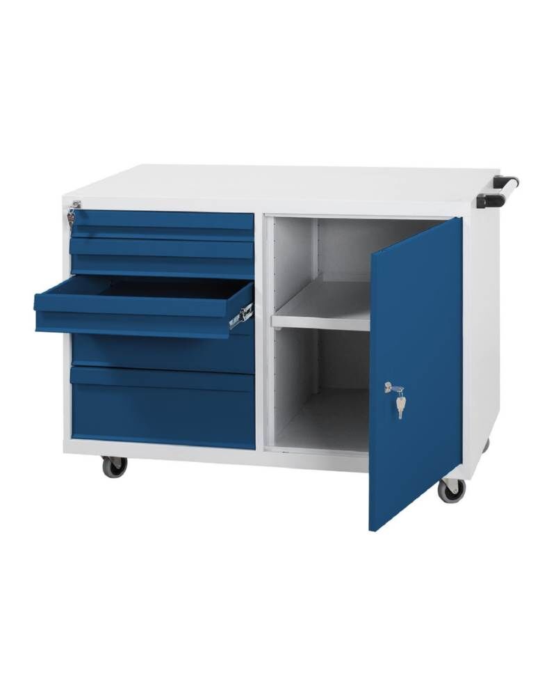 Lüllmann Werkstattwagen 5 Schubladen links Flügeltür rechts 840 x 1090 x 600 mm Produktbild Lüllmann Werkstattwagen 5 Schubladen links Flügeltür rechts 840 x 1090 x 600 mm
