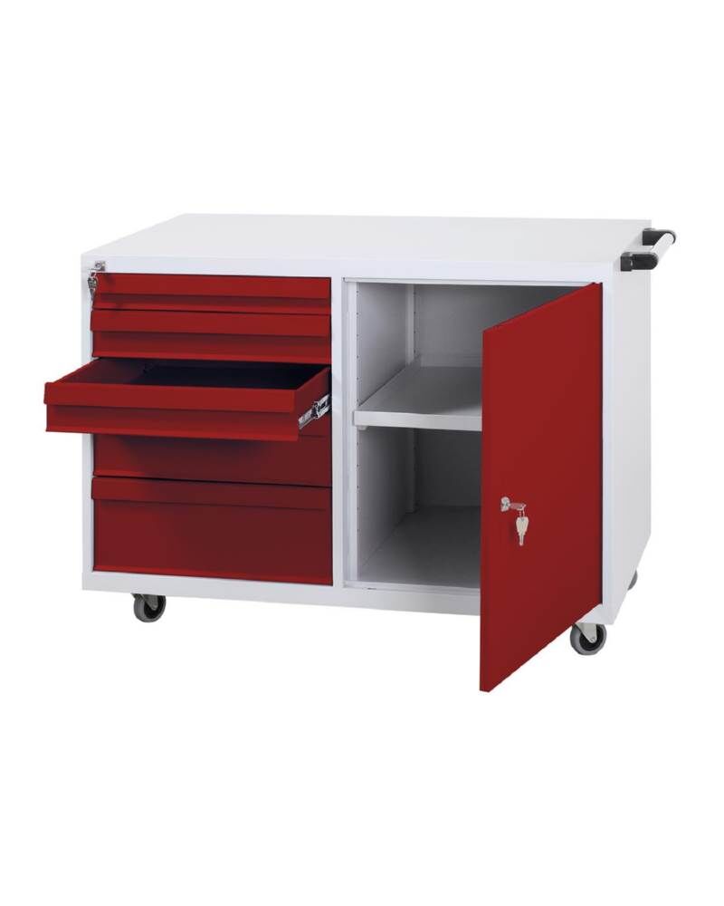 Lüllmann Werkstattwagen Flügeltür rechts 5 Schubladen links 840 x 1090 x 600 mm Produktbild Lüllmann Werkstattwagen Flügeltür rechts 5 Schubladen links 840 x 1090 x 600 mm