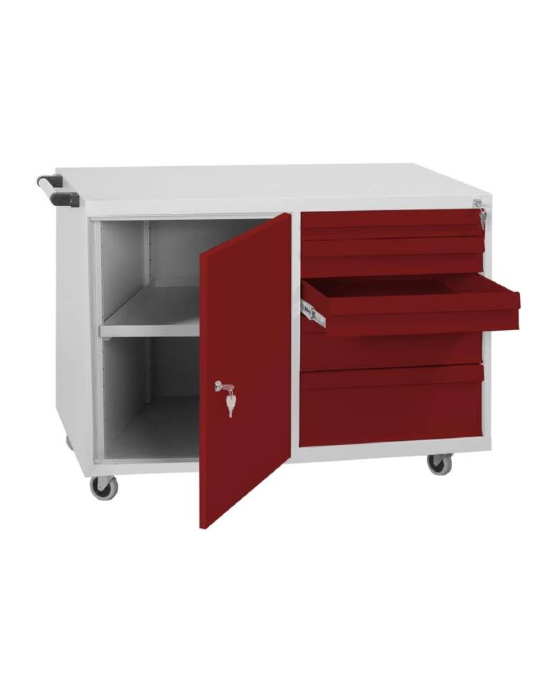 Lüllmann Werkstattwagen 5 Schubladen rechts Flügeltür links 840 x 1090 x 600 mm Produktbild Lüllmann Werkstattwagen 5 Schubladen rechts Flügeltür links 840 x 1090 x 600 mm