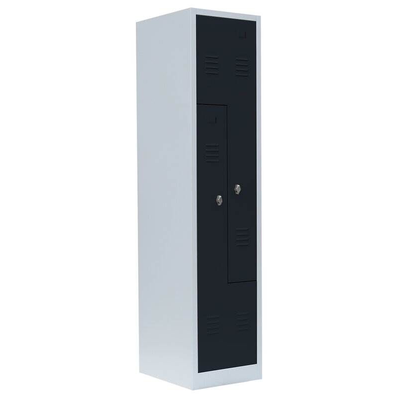 Lüllmann Z Garderobenschrank 2 Abteile 1800 x 415 x 500 mm lichtgrau mit anthrazit Produktbild Lüllmann Z Garderobenschrank 2 Abteile 1800 x 415 x 500 mm lichtgrau mit anthrazit