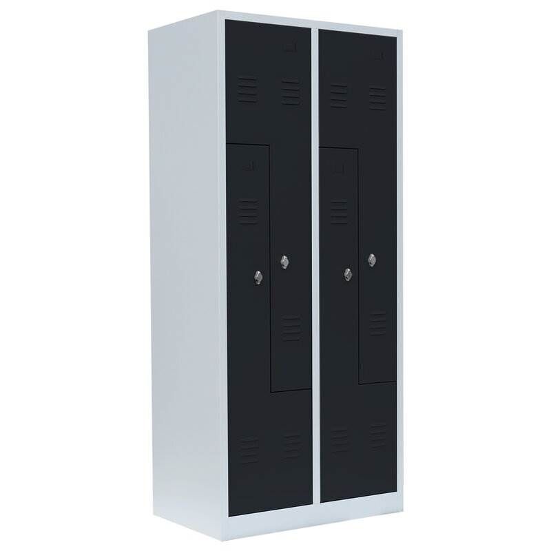 Lüllmann Z Garderobenschrank 4 Abteile 1800 x 800 x 500 mm lichtgrau mit anthrazit Produktbild Lüllmann Z Garderobenschrank 4 Abteile 1800 x 800 x 500 mm lichtgrau mit anthrazit