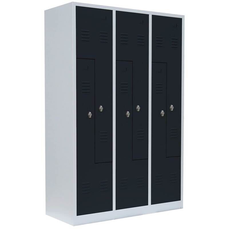 Lüllmann Z Garderobenschrank 6 Abteile 1800 x 1185 x 500 mm lichtgrau mit anthrazit Produktbild Lüllmann Z Garderobenschrank 6 Abteile 1800 x 1185 x 500 mm lichtgrau mit anthrazit