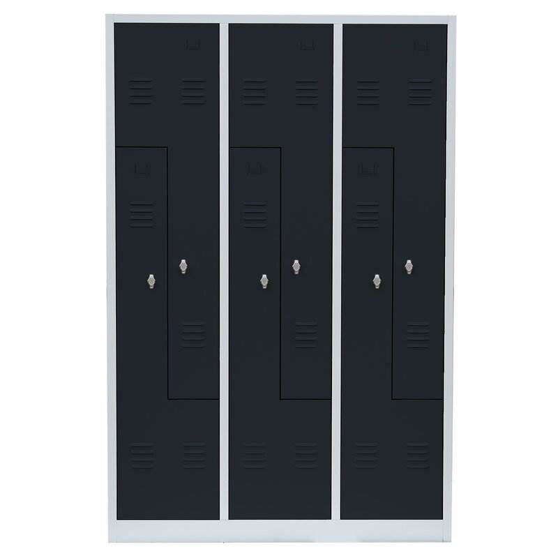 Lüllmann Z Garderobenschrank 6 Abteile 1800 x 1185 x 500 mm lichtgrau mit anthrazit Produktbild Lüllmann Z Garderobenschrank 6 Abteile 1800 x 1185 x 500 mm lichtgrau mit anthrazit bild 2