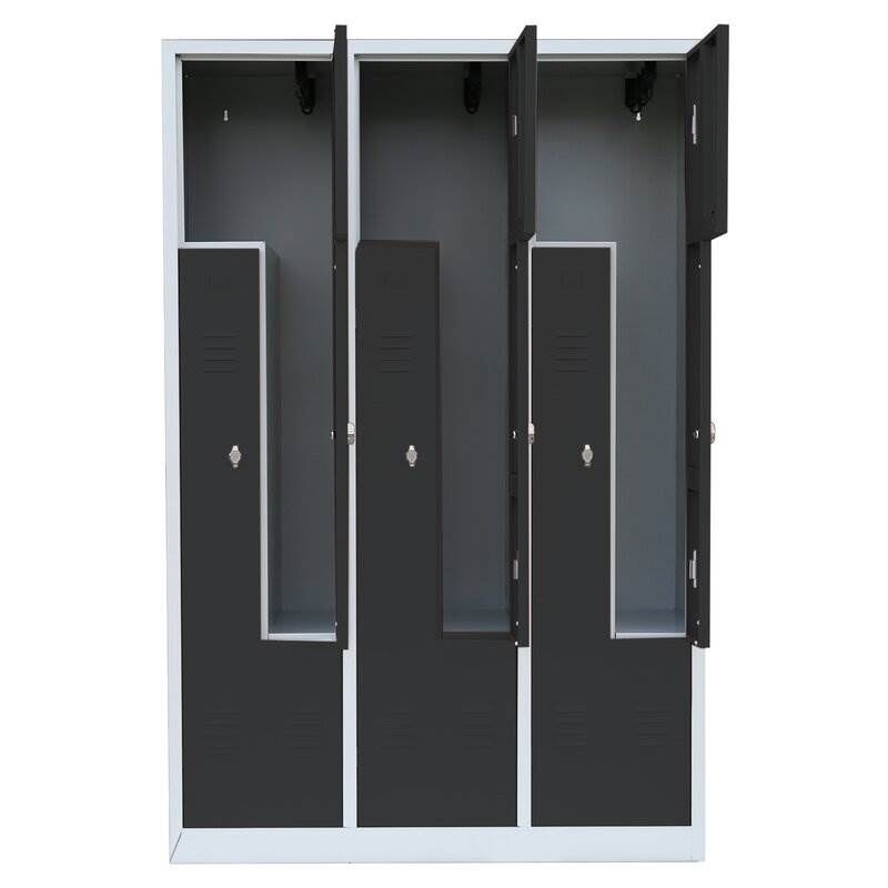 Lüllmann Z Garderobenschrank 6 Abteile 1800 x 1185 x 500 mm lichtgrau mit anthrazit Produktbild Lüllmann Z Garderobenschrank 6 Abteile 1800 x 1185 x 500 mm lichtgrau mit anthrazit bild 3