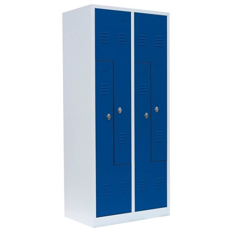 Lüllmann Z Garderobenschrank 4 Abteile 1800 x 800 x 500 mm lichtgrau mit enzianblau Produktbild Lüllmann Z Garderobenschrank 4 Abteile 1800 x 800 x 500 mm lichtgrau mit enzianblau