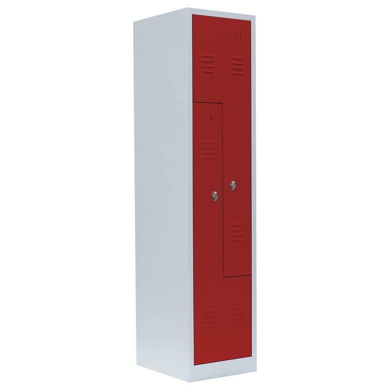 Lüllmann Z Garderobenschrank 2 Abteile 1800 x 415 x 500 mm lichtgrau mit feuerrot Produktbild Lüllmann Z Garderobenschrank 2 Abteile 1800 x 415 x 500 mm lichtgrau mit feuerrot